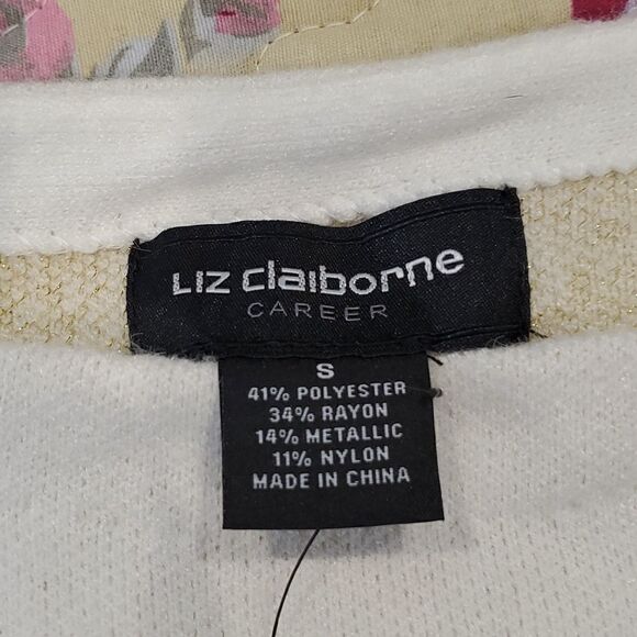 Liz Claiborne Cream and Gold Sparkle Sweater, Sz S, New! Festive & Fun - Picture 8 of 9